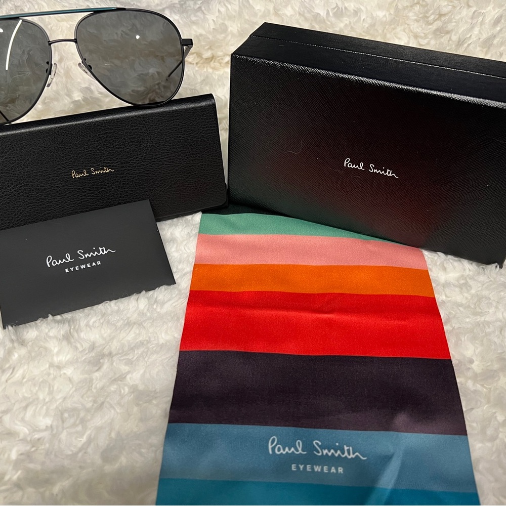 Paul Smith Black Aviator Sunglasses with Double-Bridge Design